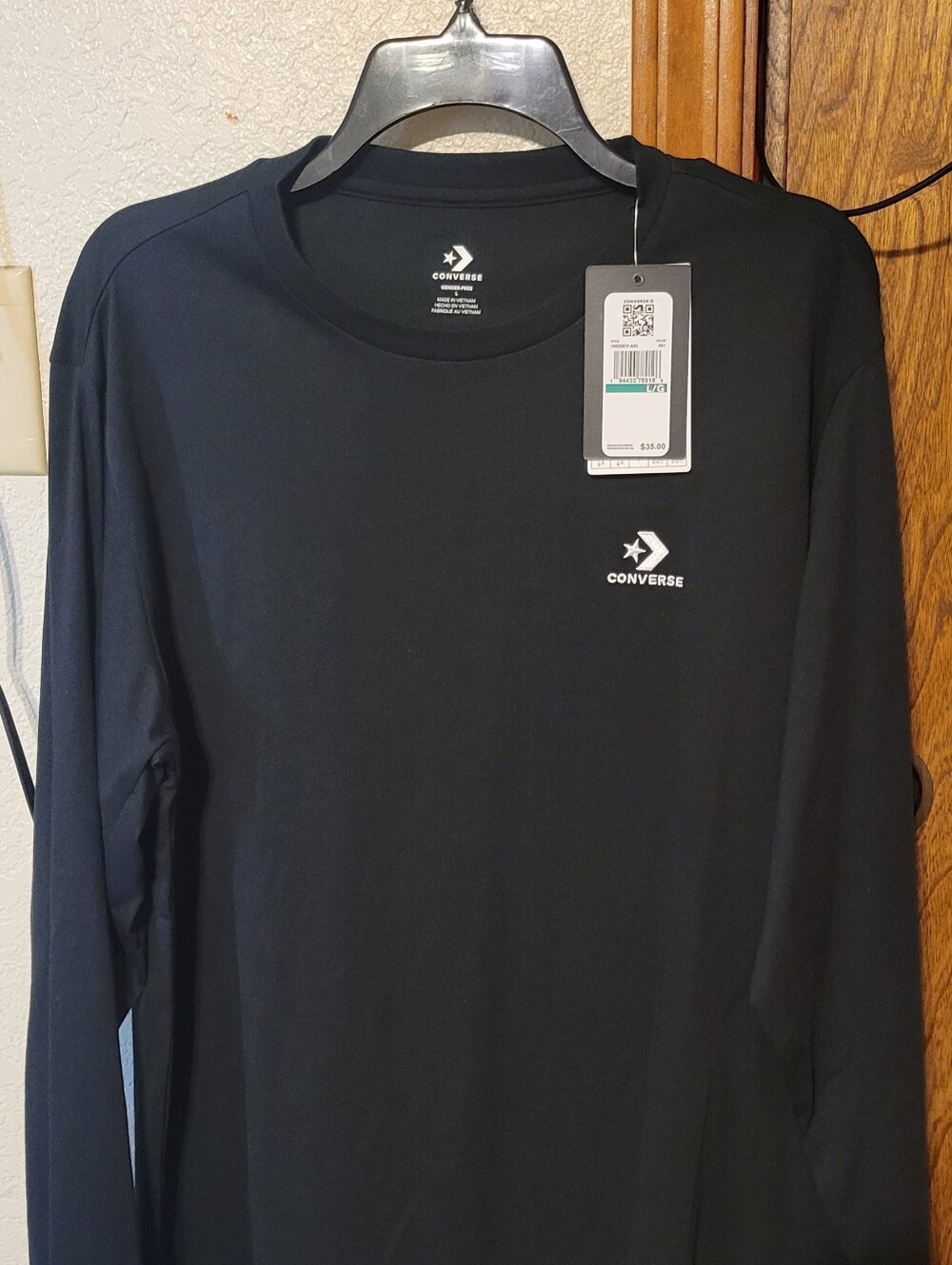 Converse Black Long Sleeve Shirt with Small White Logo